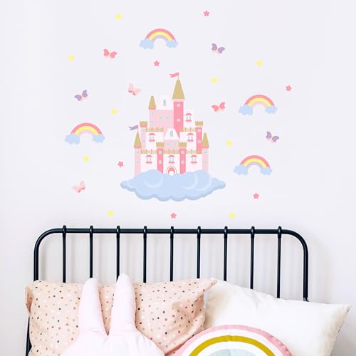 Vinilos decorativos para niñas con castillo y arcoíris 27 piezas miniatura 2
