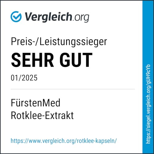 FürstenMED® Rotklee Kapseln Hochdosiert mit 500mg Rotklee-Extrakt (40mg Isoflavone) mit Hopfen, 120 Kapseln, Laborgeprüft, Vegan & ohne Zusatzstoffe