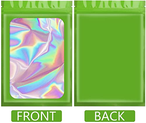 Artcut 100 PCS Mylar Bags, Holographic Bags, Baggies, Cute Small Plastic Bag(Green, 4 * 6inch), 4*6inch - Image 2