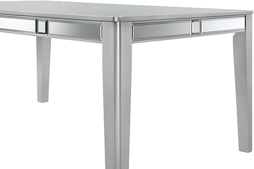 Miniatura 5 de Liveasy Furniture Juego de mesa de comedor para 6 juegos de cocina y comedor con sillas tapizadas con botones y borde de azulejos de espejo