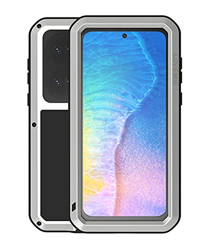 Love Mei Funda para Huawei P50, Al Aire Libre Pesado Antigolpes A Prueba de Polvo a Prueba Impermeable Metal Estuche Protectora con Protector de Pantalla Vidrio Carcasa (Plata) Cover