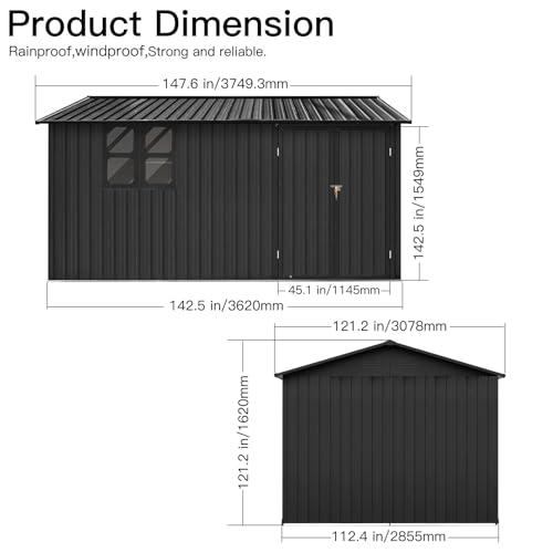Ball & Cast NO 10X12 Ft Outdoor Storage Shed,Metal Aluminum Waterproof Tool Sheds thumb #2