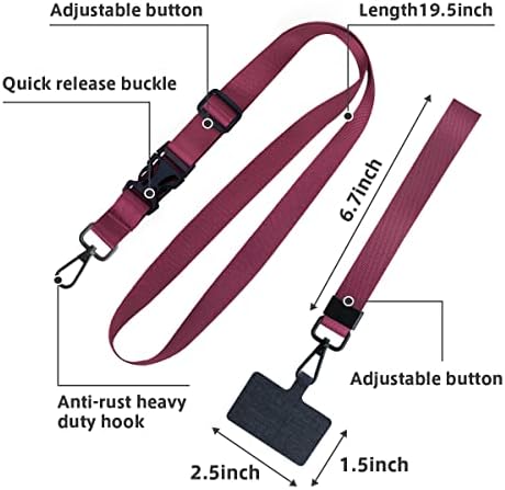ROCONTRIP Phone Lanyard Patch Neck Strap Lanyard with Detachable Neckstrap Compatible with Most Smartphone for iPhone Google Pixel LG HTC Huawei (Stripe Red)