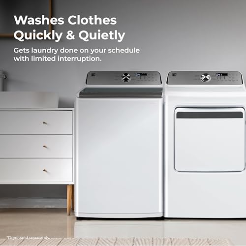Kenmore 4.4 cu. ft. Top Load Washer with Triple Action Agitator for Tough Dirt & Stains-Reduce Laundry Time with Accela and Express Wash-LED, White