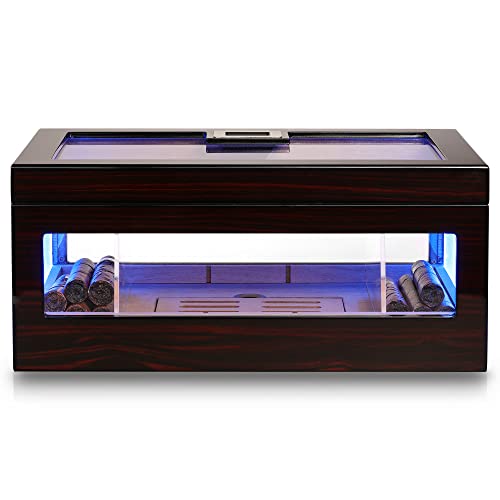 Woodronic LED Lighted Humidor Cigar Box for 100 to 120 ...