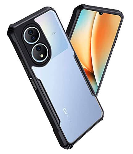 Image of A rtistque Clear Hard Transparent Acrylic Armor Anti-Drop Shockproof TPU Edge Back Cover Case for Vivo Y100 - Black