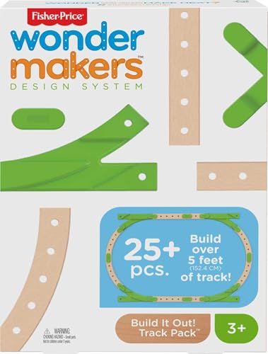 Image of Fisher-Price Wooden Building Toy Wonder Makers Design System Build It Out Track Expansion Set, 25+ Wood Pieces for Preschool Kids Ages 3+ Years