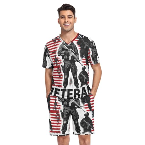 Camiseta de pijama militar de hombre Talla S con diseño de la bandera de EE. UU. retro
