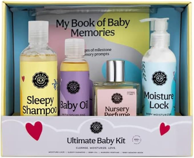 Newborn Baby Gift Set | Includes All-Natural Baby Moisturizer, Baby Head to Toe Wash, Nursery Perfume, Baby Oil, & My Baby Book of Memories | New Mom/New Baby Gift Set
