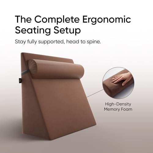 Image of Frido Wedge Neck Rest Pillow | Multipurpose Neck Pillow | Memory Foam Roll with Adjustable Strap | Relieves Neck, Knee & Lumbar Pressure | Compatible with Wedge Plus | Washable Cover, Coffee Brown