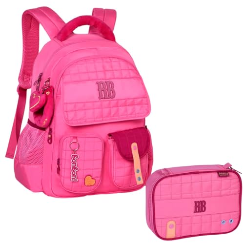 Kit Mochila Costas e Estojo Box Rebecca Bonbon Bombom Escolar Volta as Aulas Alças Notebook - Clio Style (ROSA)
