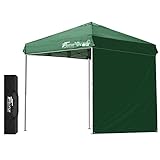 FIELDOOR 組立て簡単!! ワンタッチタープテント G03 スチールフレーム 専用横幕/サイドシート1枚付属 風抜けベンチレーション 高耐水加工＆シルバーUVカットコーティング 紫外線カット 遮熱 [グリーン/2.0m]