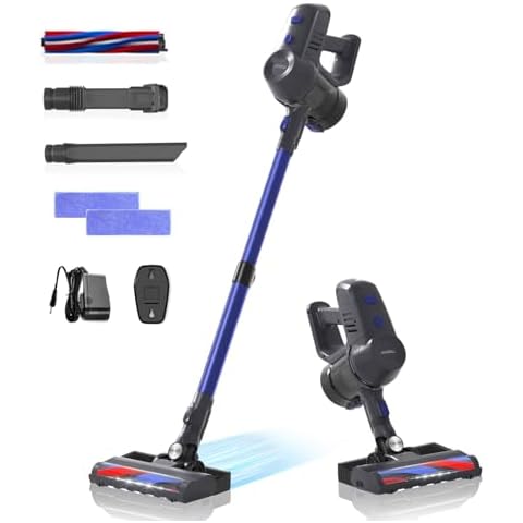 Lacidoll Cordless Lightweight Wet Dry Stick Vacuum Cleaner and Mop for for Pet Hair Powerful Suction 2 in 1 Handheld Vac for Hard Floors, Retractable Battery, Dark Blue Cover