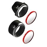 Nikon ニコン D5600 D5300 D3400 D3500 AF-P ダブルズームキット 用 レンズフード HB-N106 HB-77 レンズフィルター 2枚 (4点セット) (レンズフィルター（レッド）)
