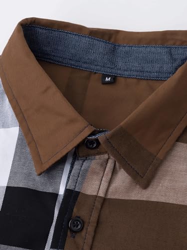 FREDD MARSHALL Men's Long Sleeve Slim Fit 100% Cotton Plaid Shirts4