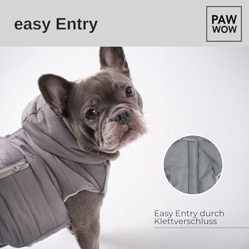 PAW WOW IMMI Hundejacke | Hundemantel | Jacke für kleine, mittelgroße und große Hunde für kalte Tage (Grau, L)