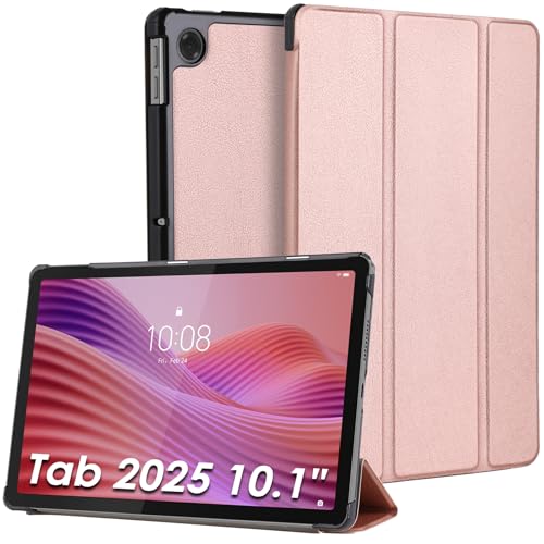 Bighan Case replace for Lenovo Tab 10.1 inch 2025 Slim Stand TriFold Hard Shell Protective Back Cover for Tab TB311FU/TB311XU -Rosegold