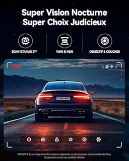 REDTIGER 4K Dashcam Voiture,STARVIS 2,Écran IPS 3,18 Pouces,Carte 128 Go Incluse, WiFi 5,8 GHz,GPS,Vision Nocturne,Grand Angle 170° WDR,Moniteur de Stationnement,Prend en Charge Jusqu'à 256 Go (F7NP)