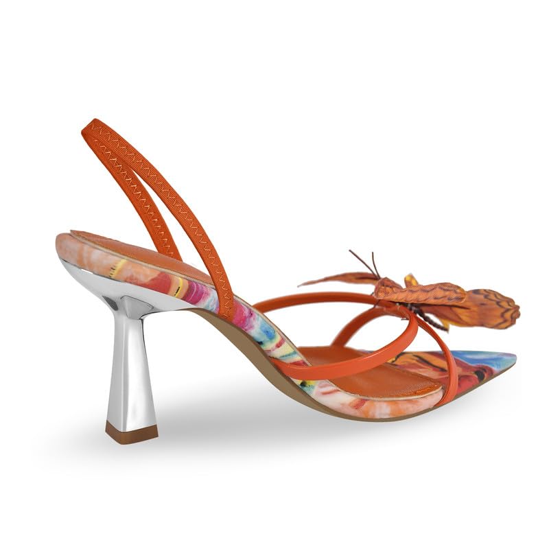 Butterfly Pointed Toe Slingback Kitten Heel Sandals3