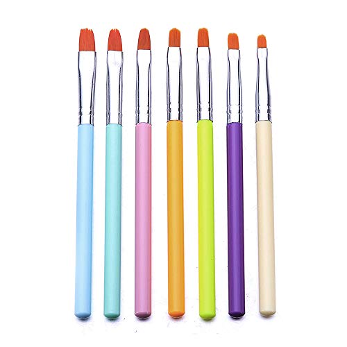 7 Pcs UV Gel Nail Art Brush, Nail Painting Brush Pen Set, Acrylic Poly Extension Gel Brush, Nail Art Tips Builder Brushes, Home and Salon Use Nail Brush Kit