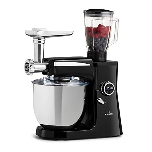 Klarstein Robot de Cocina, Batidora Vaso Multifuncional 2000W Con Picadora de Carne, Batidoras y Procesadores 3 en 1 para la Cocina, Electrodomésticos para Cocinar, Amasadora Acero Inoxidable 10l.