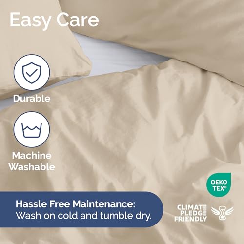 Image of Duvet Cover Full Size Set - Extra Soft Full Duvet Cover 80 inch x 90 inch with 2 Pillow Shams for Women, Men, Kids & Teens - Hotel Luxury, Easy-Care w / Zipper Closures & Ties - Comfy and Breathable (Wheat)