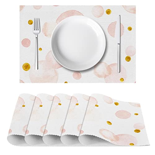 Sets de table tissu Oxford lavables motif géométrique rose et or isolant thermique de table