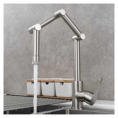 Grifo de cocina triple arm plegable de tres secciones de níquel para agua fría y caliente 5