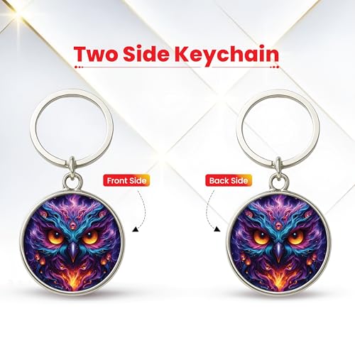 Image of MG | Protective Evil Eye /Spiritual Symbols /Om /Motivational Keychains | Double-Sided Metal Key Ring | Good Luck and devine Charm for Car, Bike, Home & Office