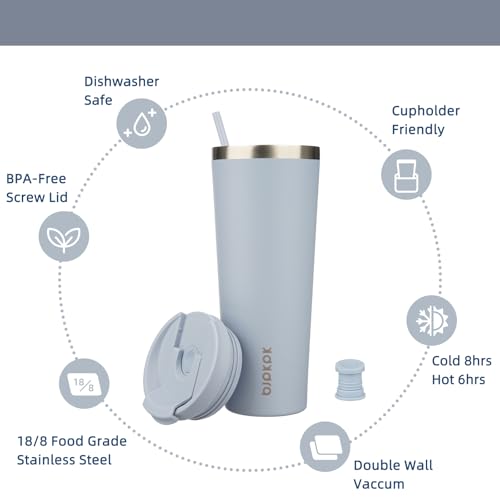 Image of BJPKPK 26 oz Coffee Tumbler with Straw, Insulated Stainless Steel Cup