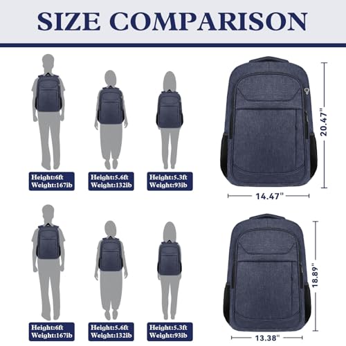 Image of 18.4 inch Large Laptop Backpack, Travel Backpack for Men Women, Blue | Airline Approved, 45L Extra-Large Storage, Water-Resistant, Anti-Theft Pocket, Luggage Strap for Travel College Business