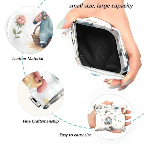 Cute Farm Animals Coin Purse Leather Pouch Change Purse, Squeeze Coin Pouch for Cards, Keys & Lipsticks, Unisex2