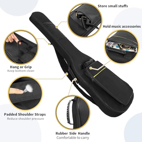 Image of Nylon, Backpacks 39 Inch Electric Guitar Bag Soft Guitar Case, 0.27 Inch Thick Padded Electric Guitar Gig Bag Waterproof Guitar Backpack With Pockets (Black)