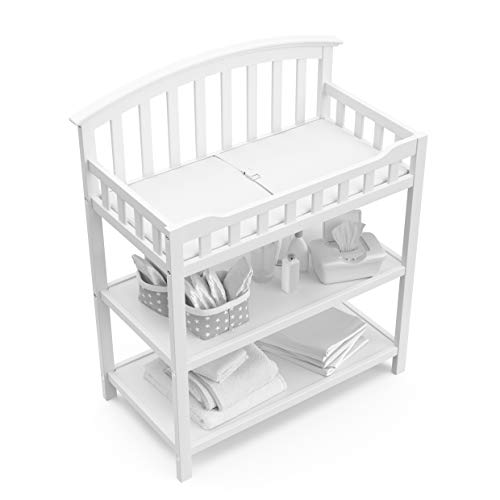 Graco Changing Table with Water-Resistant Changing Pad, White | GREENGUARD Gold Certified Nursery Changing Table, Includes Water-Resistant Changing Pad, 2 Shelves for Storage and Organizing - image 7