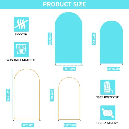 Image of 2 Pack Arch Backdrop Stand and Cover Set (7.2FT /6FT), Balloon Arch Stand
