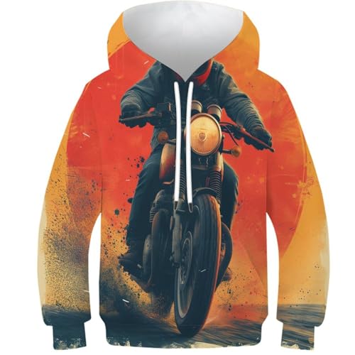 Motos pull à capuche 3D fini le froid en hiver pour votre enfant 8-10 ans