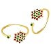 Aheli Gold Plated Rani Pink Green Cubic Zirconia Studded Stylish Toe Ring Adjustable Bichiya Fashion Jewelry Gift for Women