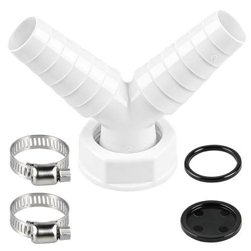 Adaptateur Double Évacuation Machine à Laver et Lave-Vaisselle, Raccord en Y Universel pour Tuyau de Vidange 19-24mm, Connecteur Étanche avec Clapets...