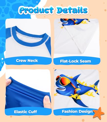 Boys Rash Guard Swim Shirts - Long Sleeve UPF 50+ Sun Shirts for Toddler Kids, Sun Protection SPF Water Surfing Shirts Darkblue — view 3