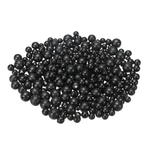 YELARXI Fishing Beads Hard Plastic Fishing Bait Eggs Lure Rigs Accessories, 3/4/5/6/7/8/10/12mm Fit for Saltwater Freshwater - Round (800 Pack, Black)