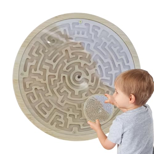 Jeu De Labyrinthe,Jeu de Plateau en Bois avec Labyrinthe Circulaire | avec 2 Billes Métalliques Plateau Circulaire Activité d'apprentissage,pour Étudiants...