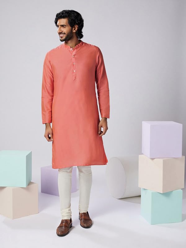 Image of KISAH Men Printed Kurta Jacket Set, Full Sleaves, Knee Length, Straight, Regular Fit, Mandarin Collar Ethnic Wear