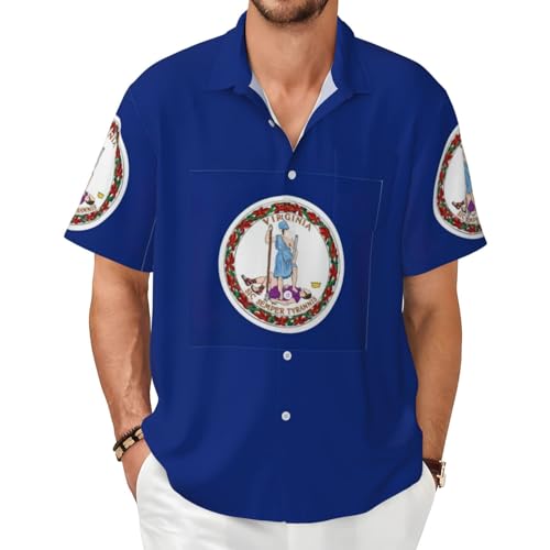 Chemise manches courtes homme imprimé Virginie décontractée plage voyage