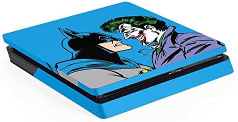 Skinit Decal Gaming Skin Compatible with PS4 Slim - Officially Licensed Warner Bros Batman vs Joker - Blue Background Design
