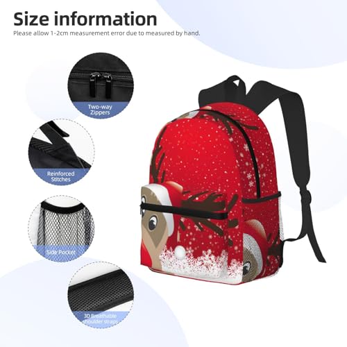 Sac à dos double épaule noir et polyvalent avec motif de Noël - 5