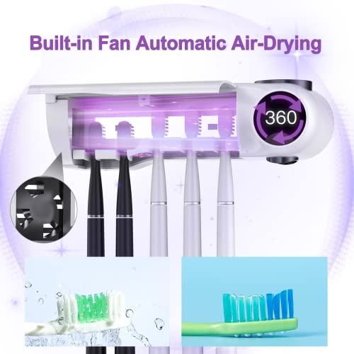 Sarmocare Toothbrush Holder With Cleaning Light & 6Min Timing Functions, Built-In Fan Drying, 5 Toothbrush Slots, Bathroom Wall Mounted Suitable For Electric Sonic And Manual Toothbrushes(Oral- B) #TOP2