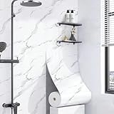 Chejiaye White Glossy Marble Wall Panel -23.6'x118'Combination and Creative DIY ecoration,Thickened Resistant Removable PVC Marble Wallpaper &Foam Paneling for Wall,Ceiling(19.4Sq.ft)