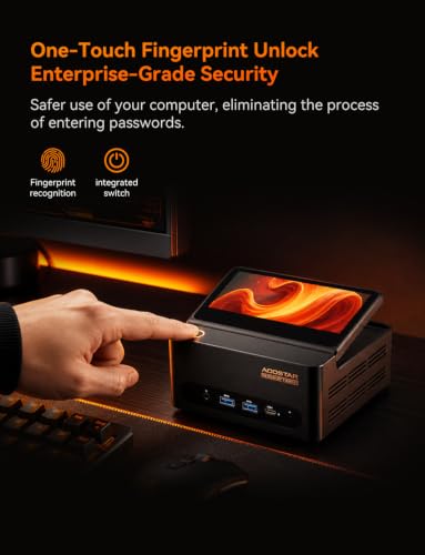 Image of AOOSTAR G-FLIP AMD R7 H255 Mini Gaming PC（8C /16T, up to 4.7Ghz） with 24GB DDR5 5600Mhz RAM& 1TB M.2 NVME Pcle4.0 SSD;5 Inch Touchscreen; Oculink&Dual USB4 Ports, 2X M.2 NVME SSD Slots，Support Openclaw
