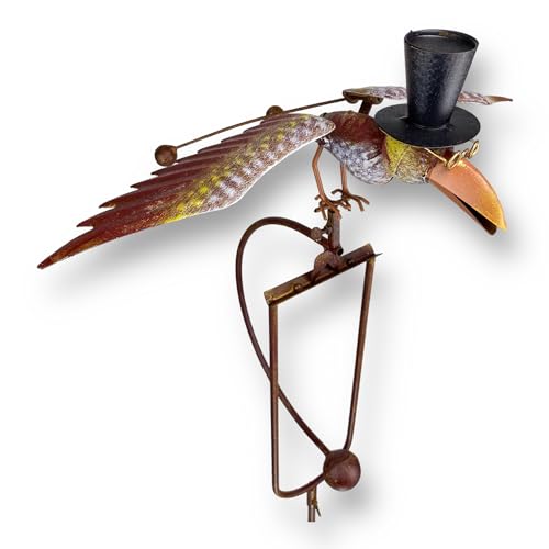 Crispe Home & Garden | Windspiel Vogel mit Hut 136 cm Rosenstab | Deko...