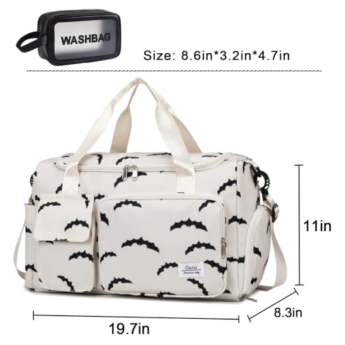 Image of Small Gym Bag for Women, Travel Duffle Bag Carry On Weekender Bag with Shoe Compartment